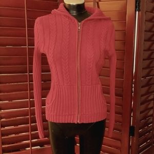 TWEEDS Red Hooded Cardigan